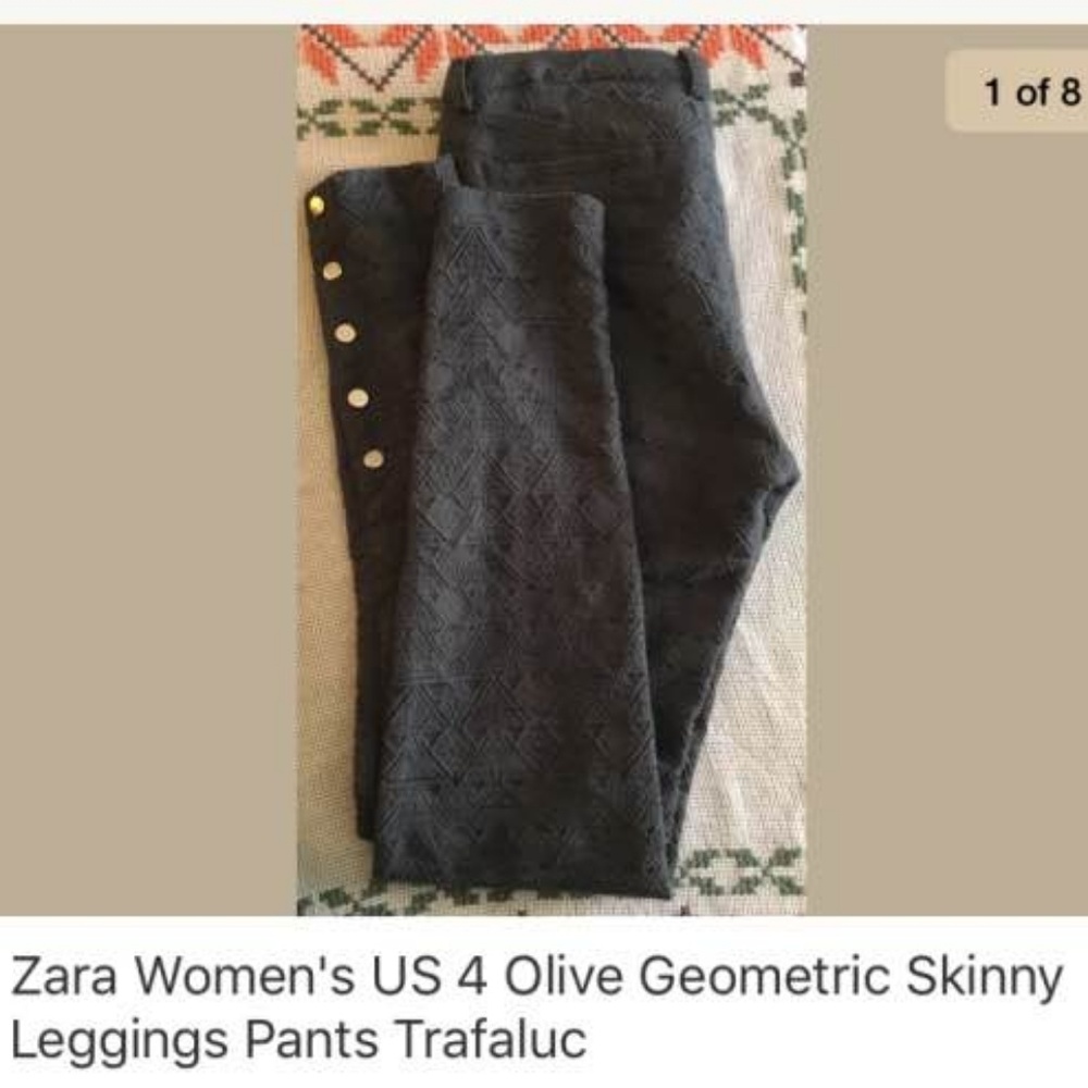 Zara Trafaluc 4 olive geometric skinny pants